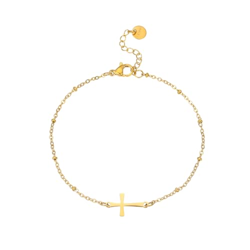 Image of Dainty Ankle Bracelets for Women 18K Gold Plated Beaded Anklet Chain Simple Tiny Beads Anklet Waterproof Minimalist Summer Beach Foot Jewelry Gifts