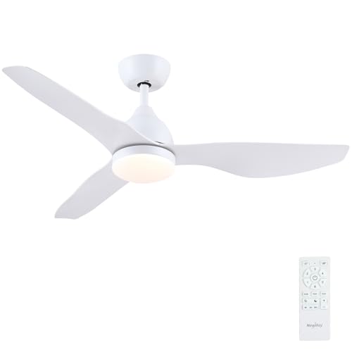 Newday Ventilatore Soffitto Bianco, 116cm Ventilatore da Soffitto con Telecomando Silenzioso, Pale...