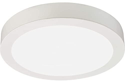 Image of Juno SlimBasics 5 Inch LED Ceiling Light, Low Profile Surface Mount Downlight for Indoor Lighting, 3000K Warm White Light, Edged Trim, DampRated, Matte White (JSBC 5IN 30K 90CRI WH M6)