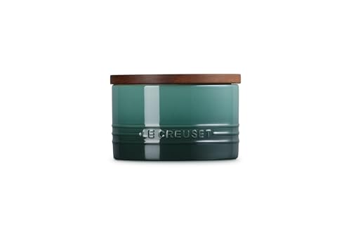 Image of Le Creuset Stoneware Signature Medium Salt Cellar and Storage Canister with Wood Lid, 16 oz., Artichaut