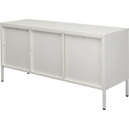 Kare Design Lowboard Naxos, White, 120x60cm, Cabinet, Cupboard, Steel, Glass, Storage, Space-Saving Furniture, Home Decor for Living Room - Image 4