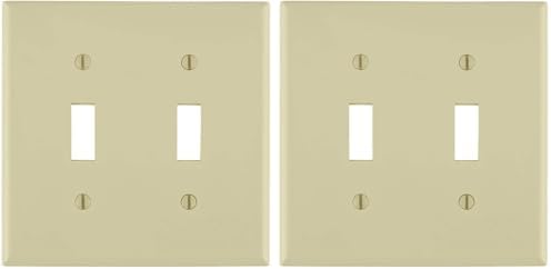Leviton 2-Gang Toggle Device Switch Wallplate, Standard Size, Thermoplastic Nylon, Device Mount, 80709-I, Ivory image 4
