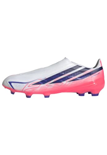 adidas Mixte F50 Hyperfast League Laceless Firm Ground Football Boots Shoes, FTWR White/Solar Purple/Solar Turbo, 46 EU