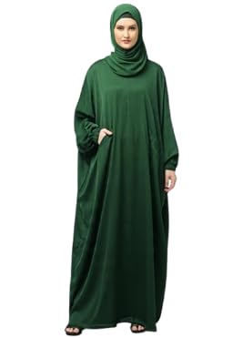 nazneen Kaftan with 2 Front Pockets, Elastic Sleeves, Free Size,Shine Nida Fabric WITH SAME FABRIC HIJAB-picture-13