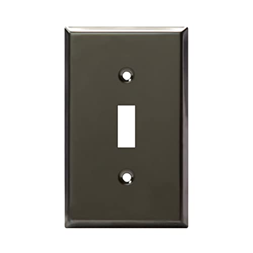 Image of ENERLITES Toggle Light Switch Metal Wall Plate, Stainless Steel Switch Cover, Corrosion Resistant, Mid-Size 1-Gang 4.50 inch x 2.76 inch, Stainless Steel 201, 7711-PBK, Polished Black