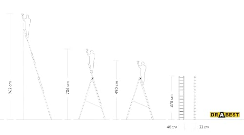 Escalera combinada de aluminio 3x14 DRABEST PRO con ganchos para cazo integrados 3