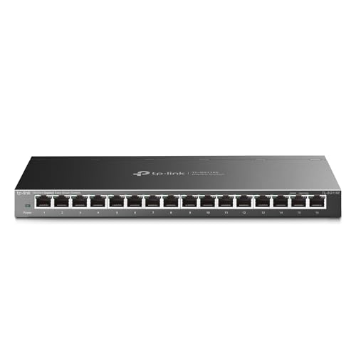 TP-Link 16 Port Gigabit Switch | Easy Smart Managed | Plug & Play | Limited Lifetime Protection | Desktop/Wall-Mount | Sturdy Metal w/ Shielded Ports | Support QoS, Vlan, IGMP and LAG (TL-SG116E) by TP-Link - Used condition - US$50.39
