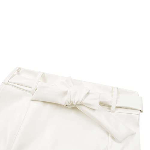 Avodova Women High Waisted Front Zipper Faux Leather Bodycon Slim Mini Pencil Skirt With Belt (A-White, Small) #TOP4