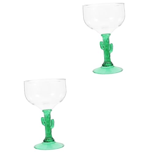 UPKOCH 2 Pcs Creative Cactus-Shaped Margarita Glasses 400Ml Transparent Drinking Cups Unique for Home and Wedding Use