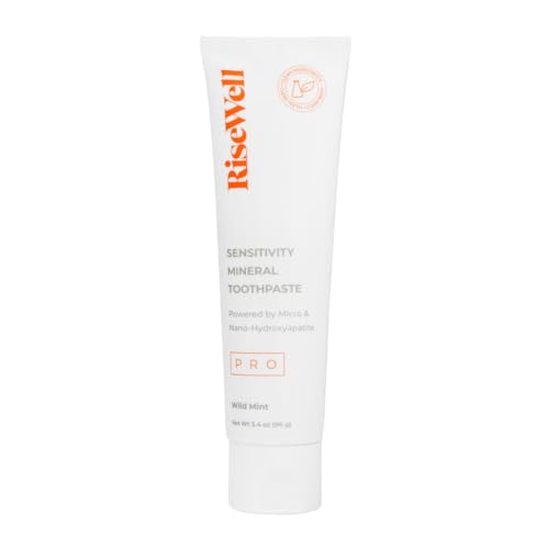 RiseWell PRO Mineral Toothpaste - Micro & Nano Hydroxyapatite Toothpaste for Tooth Remineralization & Alleviate Sensitivity - No Added Fluoride, Safe to Swallow, Natural Teeth Whitening (Wild Mint)