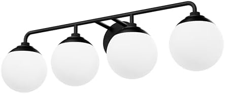 Hunter - Hepburn 4-Light Matte Black, Large Size Vanity Light, Dimmable, Modern Style, for Bedrooms, Kitchens, Foyers, Bathrooms - 45221