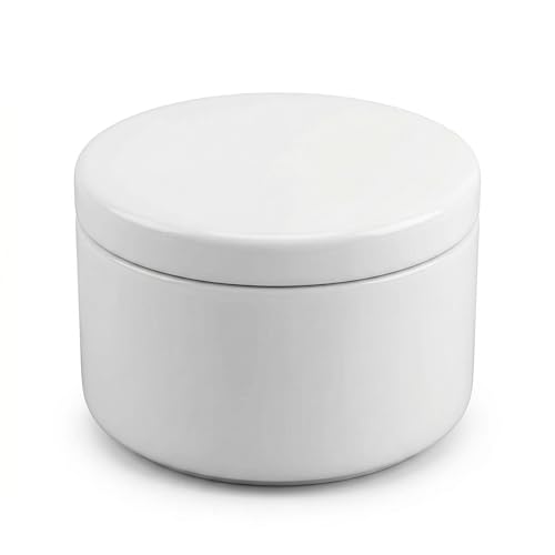 HANABASS Boîte à bijoux ronde en céramique blanche avec couvercle pour ranger boucles d'oreilles, bagues et petits accessoires, organisateur compact pour...