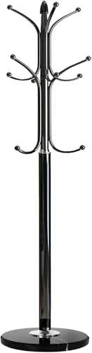 ORCHID M® Coat Racks, Coat Stand Metal Hat Heavy Bedroom Hallway Free Standing Clothes Hat Rack Hangers Hat Hanger Holde (black)