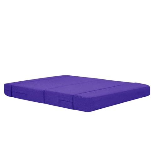 Image of Modern Jute Fabric Sofa Cum Bed with Cushion | 1-Seater Convertible Sleeper Sofa | Space Saving Folding Couch for Living Room, Bedroom & Guest Room-Purple