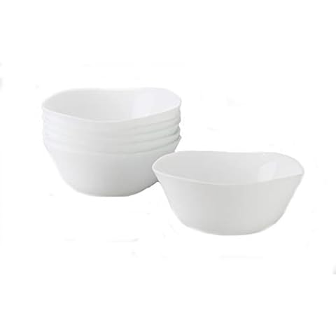 Set of 6 Durable White Opal Bowls Cover