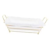 STOBAZA Cesta Metálica de Hierro Dorado con Forro Extraíble Organizador Multifuncional para Pan Frutas y Almacenamiento Cocina Despensa Baño y Lavandería