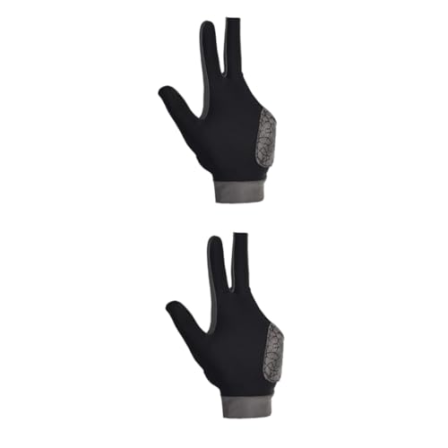 SUPVOX 2 Pcs Billiard Gloves Left Hand Glove 3 Fingers Black Comfortable Non-Slip Elastic for Pool and Billiards