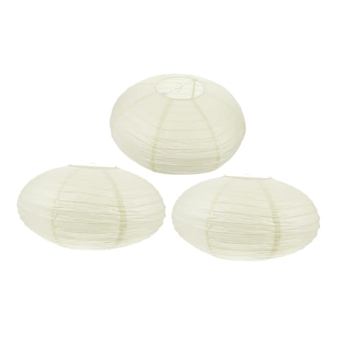 ULTECHNOVO 3 Piezas sombra de linterna de papel decoración doblar moderno largo linternas fiesta lámpara de pared pantalla de lámpara sombra colgante lámpara de papel de arroz planchar Beige