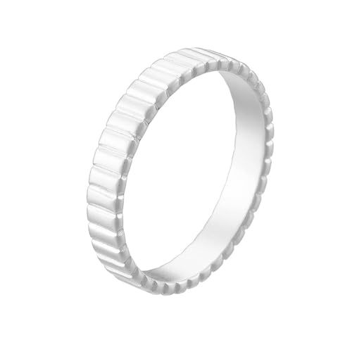 Mesnt Anillos de compromiso para mujer, anillo liso con ranuras, Metal, Sin piedras preciosas