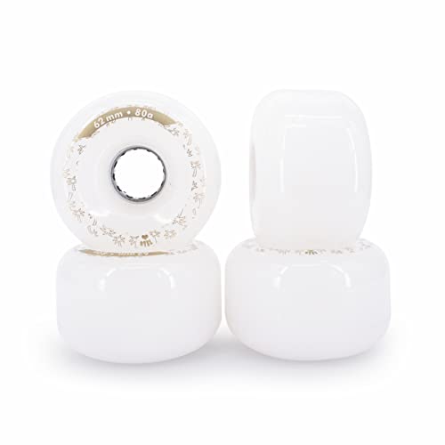 BTFL Rollerskate Leuchtrollen - 4-Stück | Set 62 x 38 mm - 80A - weiß: für Skatepark, Indoor-Skating and Rollerdance Rollerdisco Cover