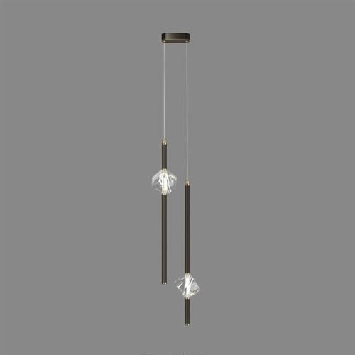 Lampe suspendue robuste en laiton brossé avec éclairage LED en cristal