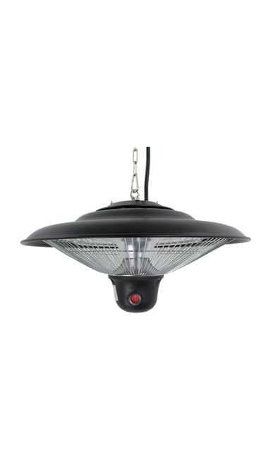 PrimeGlo Electric Hanging Patio Heater, Ceiling Mounted, 1500W, 3 Power Settings, Remote Control, Black, Perfect for Garage, Patio, Deck, Gazebo, Backyard