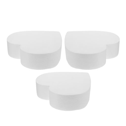 NUOBESTY Base de Espuma para Pastel Falso Corazón 8 Pulgadas 3 Piezas Poliestireno Ligero Blanco Modelo para Práctica de Decoración de Tartas Bodas Cumpleaños y Showers Muñeco de