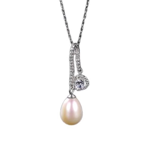 Colgante con colgante de plata 925 para mujer con flor de perla