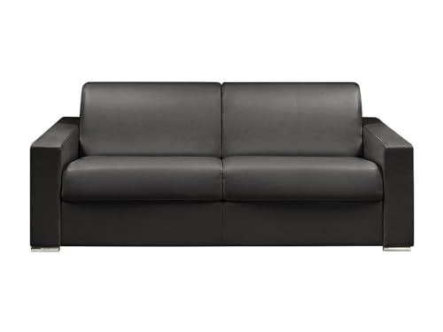 Vente-unique Schlafsofa 4-Sitzer - Liegefläche: 160 cm - Matratzenhöhe: 18 cm - Kunstleder - Schwarz - CALITO