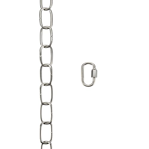 Image of Aspen Creative 21113-11,Steel 6 Feet Heavy Duty Chain & Quick Link Connector for Hanging Up Maximum Weight 40 Pounds-Lighting Fixture /Swag Light /Plant in Nickel.11 Gauge.