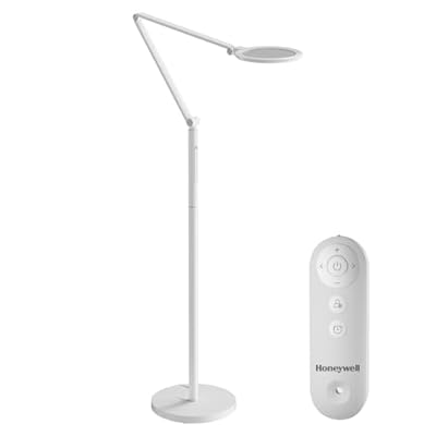 Honeywell LED Floor Lamp - F01WT Sunturalux™ Eye Caring Dimmable Standing Light with Remote,Bright Natural Daylight 5 Colors & 5 Brightness Adjustable Tall Lampara for Home Office Living Room Bedroom