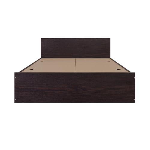 Image of VIKI Vault Queen Size Bed with Storage (78x60) | Engineered Wood Wooden Bed Frame for Bedroom | Modern Box Storage Cot | Flowery Wenge Finish | Free Assembly | 1 Year Warranty