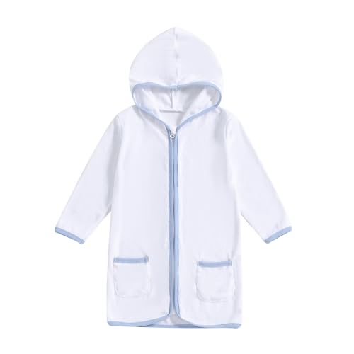 Baby Girls Boys Terry Cloth Swim Cover Up Zip Up Hooded Bathing Suit Coverup Wraps Kid Summer Pool Beach Swimsuit