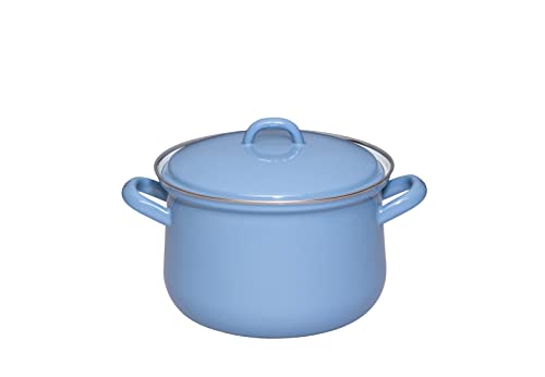 Riess, 0607-128, pentola per carne con coperchio, 18 cm, 2,5 l, smaltata, Classic Edition Natural Blue Medium, 1,41 kg, 2,5 litri, 25,5 x 19,8 x 12,5 cm