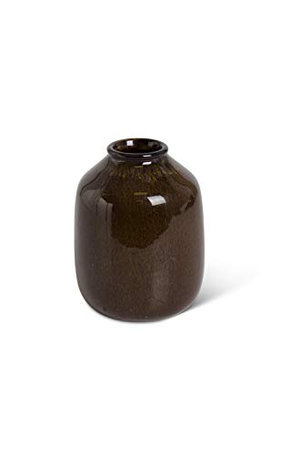 K&K Interiors 5.5 Inch Dark Brown Glazed Ceramic Vase