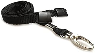 Black Lanyard Neck Strap Lanyards with Metal Lobster Clip and Safety Breakway for ID Card Holder (1x Lanyard)