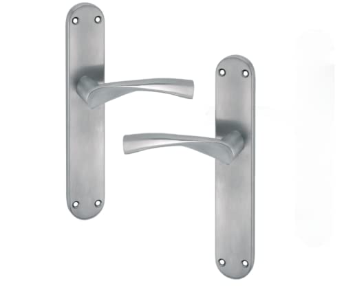 AZERODESIGN - Juego de Manivela con Placa Larga ROMA - 4,5x24,5 cm - Asa Tirador 12 cm - Resistente al Desgaste y la Oxidación - Fácil Instalación - Elaborado en Acero Inoxidable 18/8 AISI 304