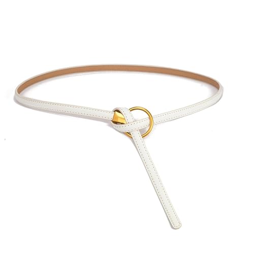 Belts for women, Waist Belt Women's Waist Belts Cowhide Small Thin Belts Circular Tie Dress Vintage Casual Belt Decorative(White)