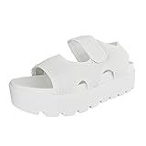 ZTFYKLIN Sandalias Deportivas Ortopédicas Para Mujer De Gruesa Con Gancho Y Punta Abierta Tela Teñida Verano A La Romanas Sujeción (White, 38) Senderismo Zapatos Comodos Chica Caminar Cuña Baja