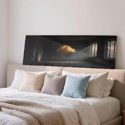 Grande toile de nuages lumineux : œuvre surréaliste grand format avec cadre intérieur