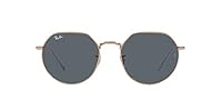 Ray-Ban RB3565 Jack Round Sunglasses, Rose Gold/Blue, 55 mm