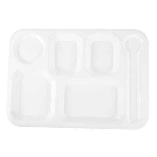 KICHOUSE 1pc Multi-functional Snack Plate 6 Grids Rectangular Food Compartment Tray Lunch Divided Plate