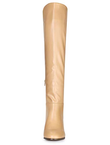 Allegra K Allegra K Women's Stretch Block Heel Khaki Knee High Boots - 5.5 M US