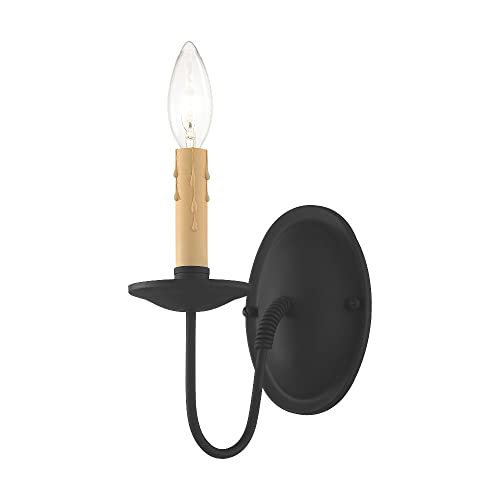 Image of Livex Lighting 4451-04 Heritage 1-Light Wall Sconce, Black
