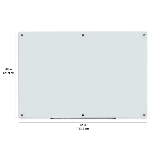 Image of Amazon Basics Glass Dry-Erase Board, Magnetic Frameless Whiteboard, Easy to Install, 72 inch x 48 inch, White