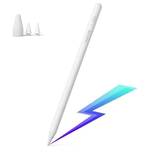Hommie Stylus penna 2:a generationen penna för iPad, med palmavvisning, inte skadad skärmspets, digital penna för iPad 6/7/8/Air 3rd, iPad Mini 5th, kompatibel med iPad Pro 11 (1 st/2 n)/Pro 12,9 (3:e / 4:e generationen), vit