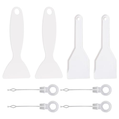 Casa Raschietto Paletta Ghiaccio per Frigorifero e Congelatore, 4 per Ghiaccio Multifunzionale Rinforzato e 4 Strumenti di Pulizia per Fori di Drenaggio Universali per Frigorifero e Congelatore