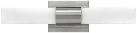 Hinkley Portia Medium Integrated LED 15W Bathroom Vanity Fixture, 19-inch, Etched Opal Glass Shade, Mount Vertically or Horizontally, Brushed Nickel