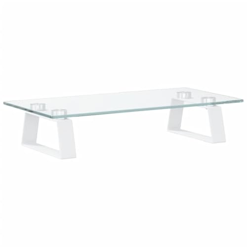 Support de moniteur blanc en verre trempé et métal avec rangement vidaXL