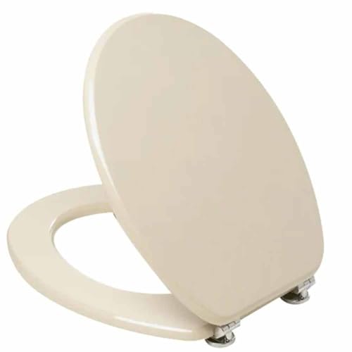 Tavoletta Copriwater Forma Universale Champagne Sedile WC Beige Avorio Cerniere Metallo Cromato Lucido e Viti